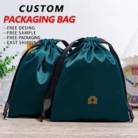 Sac à poussière en satin avec cordon de serrage personnalisé avec logo, sacs en satin de soie pour extensions de cheveux, sacs d'emballage pour mèches de cheveux