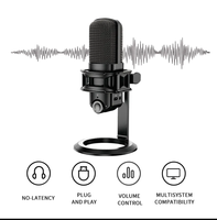 Microphone à condensateur USB filaire d'enregistrement de diffusion en direct bien conçu adapté à l'enregistrement à domicile