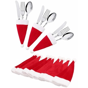 Christmas Mini <b>Cone</b>-Shaped Fleece Headwear Hats American Style Mini Christmas Hat <b>Party</b> Cutlery,Wine Bottle Decorations - Product Image 2