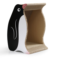 Maison à gratter pour chat 2-en-1 en forme de pingouin, tunnel vertical pour chat