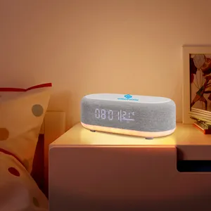 6 in 1 Wireless Charger Qi BT Speaker Night lights Alarm Clock Temperature display Timer Clock Portable Speaker