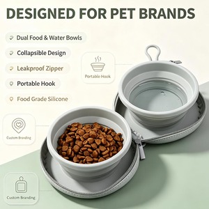 Portable 760ml Silicone Dog Bowl Clip Customisable Reusable Collapsible Travel Bowl Personalised Promotional <b>Pet</b> Made China - Product Image 1