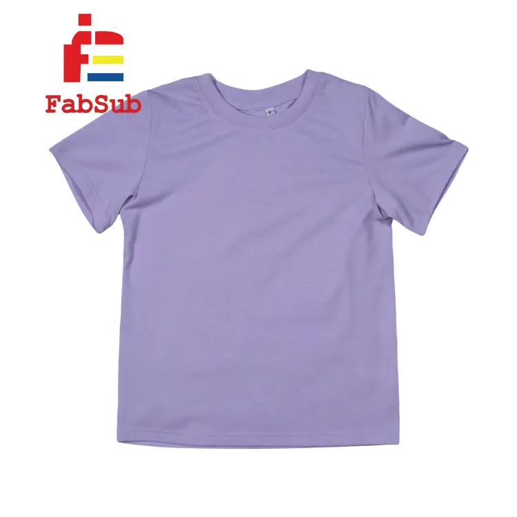Çocuklar boş Polyester T Shirt süblimasyon Pastel renk çocuklar T Shirt süblimasyon boş Logo özelleştirmek T Shirt