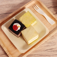 Assiettes carrées jetables en bois naturel de 140 mm, résistantes à l'huile, robustes, pour sushis, gâteaux, pique-niques, fêtes, barbecues et traiteurs