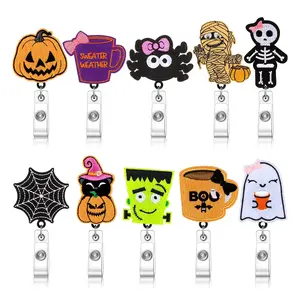 Halloween Cute Mummy Skeleton Pumpkin mulinello per Badge elastico retrattile altamente flessibile ricamato a mano