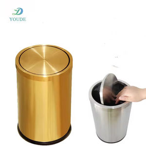 Venta directa de fábrica Cubo de basura de acero inoxidable con tapa Cubo de basura de pintura en aerosol dorado Cubo de basura de doble capa - Product Image 2