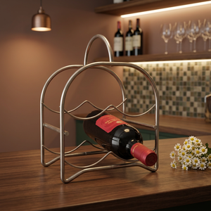 Porte-bouteille en métal design vague, support de rangement autoportant pour bar, présentoir décoratif pour la maison et la salle à manger - Product Image 2