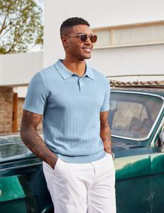 Camicia da Golf da <span class=keywords><strong>Uomo</strong></span> Casual a Maniche Corte con Colletto e Bottoni, Tinta Unita, Vestibilità Slim, Testurizzata, 100% Viscosa Anti-pilling - Vendita all'Ingrosso - Product Image 3