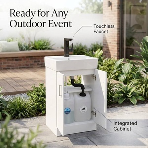 Mueble <span class=keywords><strong>Lavabo</strong></span> Portátil <span class=keywords><strong>con</strong></span> Dos Tanques y Bomba Eléctrica: Estación Profesional de Lavado de Manos para Clínicas Dentales y Salones de Belleza - Product Image 1