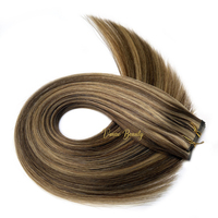 Extensions de cheveux humains VMAE Virgin Raw Peruvian Double Drawn Blonde Highlight Color Dark Brown Silk Straight Genius Weft