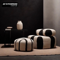 Ensemble de canapé en tissu rayé haut de gamme avec chaises à une place Convient aux canapés de style salon et aux balcons de loisirs