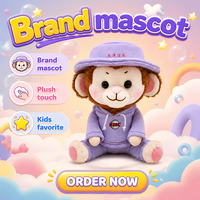 Peluche personnalisée singe mascotte d'entreprise OEM, personnage uniformisé en coton PP, pour anniversaire, institution financière, anti-stress