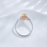 Bague de luxe élégante en or rose 18 carats avec trois pierres en diamant de laboratoire rose fantaisie, taille marquise et goutte d'eau, pour femme