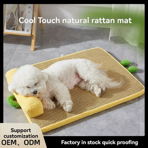 Cama de ratán transpirable para perros con alfombrilla y almohadilla de hielo Almohada de cuello gruesa antiarañazos y resistente al desgaste para protección del cuello - Product Image 3