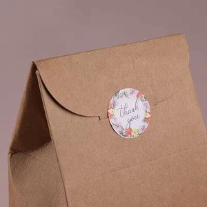 Etiquetas Adhesivas <span class=keywords><strong>de</strong></span> Agradecimiento Personalizadas al por Mayor, Etiquetas Redondas con Diseño Floral Multicolor para Decoración <span class=keywords><strong>de</strong></span> Sobres - Product Image 2