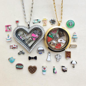 Liontin Kalung Kaca Bening Stainless Steel Model Locket Terlaris, Dapat Dibuka,  DIY Charm, Perhiasan - Product Image 1