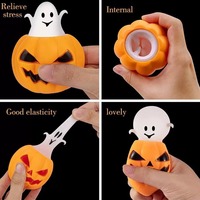 Jouet à presser amusant citrouille d'Halloween très populaire, balle anti-stress fantôme lumineuse, jouet pour enfants en gros