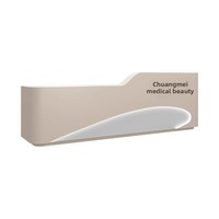 Comptoir de réception et de caisse en cuir, design minimaliste moderne, pour bureaux, cabinets médicaux et salons de beauté, avec design de bar incurvé, mobilier de style industriel