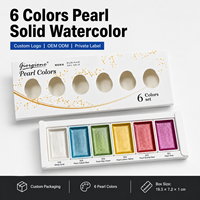 Ensemble de peinture à l'eau solide nacrée de haute qualité Giorgione, 6 pièces, boîte de couleur, peinture à l'eau pour papier