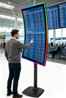 Écran tactile incurvé vertical Yingtouch de 65 pouces, machine publicitaire haute définition, écran interactif pour la recherche en magasin, affichage commercial