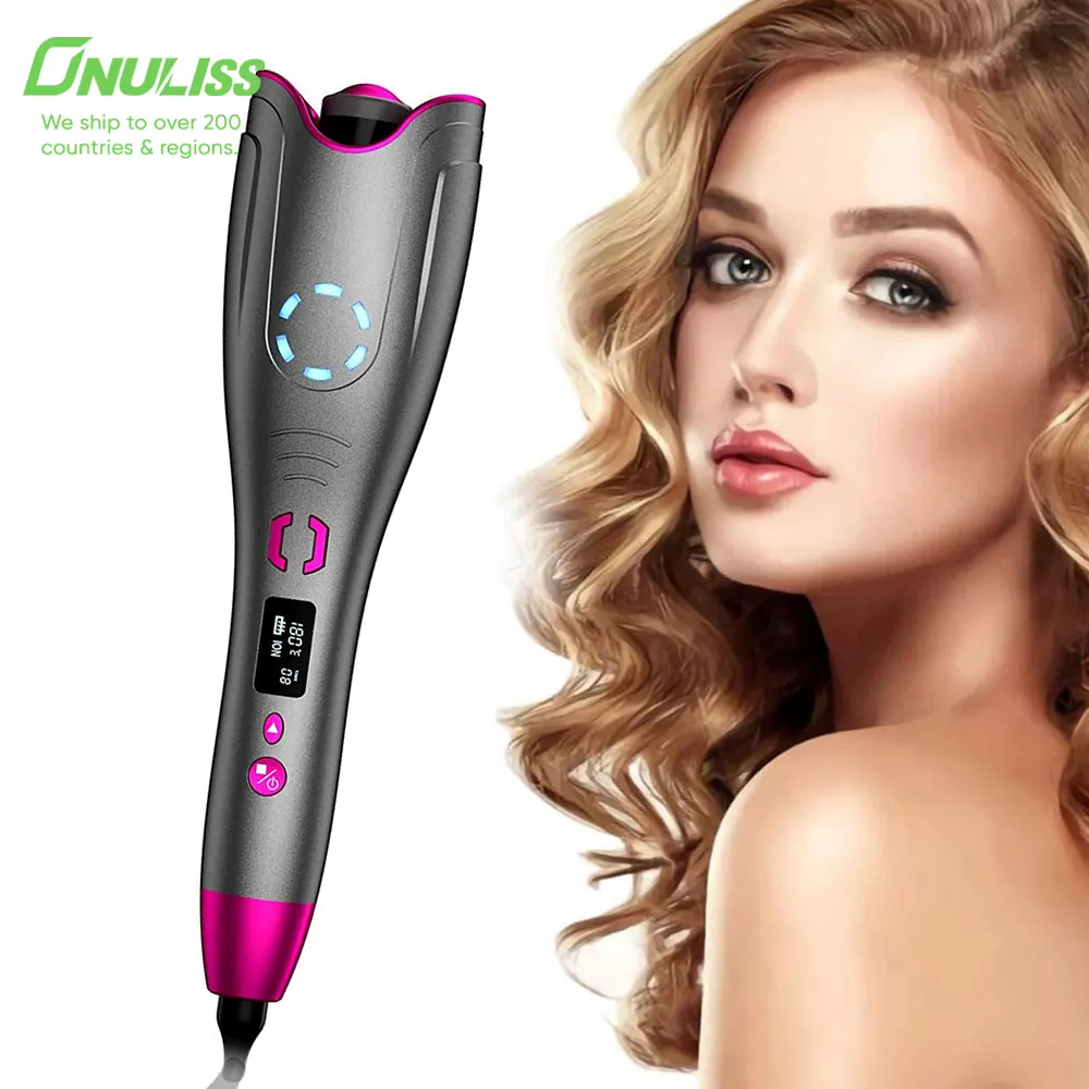 Auto Rotating Hair Curling Wand with Temperature Display and Timer, Automatic Iron Auto Rotating Hair Curler