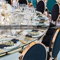Chaise de mariage en velours noir de luxe en gros, événement doré