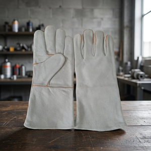 Gants de sécurité en cuir, manchette longue de 14 pouces, résistance à la chaleur, gants de travail polyvalents, texture lisse, résistance à l'abrasion - Product Image 2