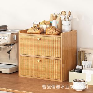 Caja de pan de madera maciza de doble capa con apertura abatible para almacenamiento en la encimera de la cocina para pan y alimentos - Product Image 2
