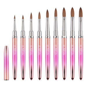 100% Natural Kolinsky Acrylic <b>Nail</b> Brush Metal Handle OEM ODM Powder Brush for <b>Nail</b> <b>Extension</b> - Product Image 1