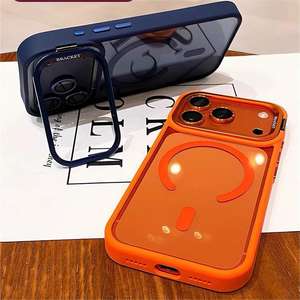 Custodia per telefono di lusso con supporto magnetico per lenti, per <span class=keywords><strong>iPhone</strong></span> 17 15 14 13 12 Pro Max 16 Plus, con cordino, ricarica wireless, <span class=keywords><strong>cover</strong></span> <span class=keywords><strong>trasparente</strong></span> - Product Image 2