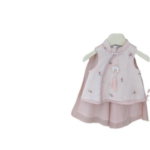 Tongxingyuan Girls Summer Pink Chinese Style Top Pants Set Party Wear Thin Fabric - Product Image 5