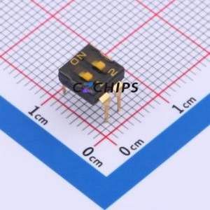 YDD02LS2 DIP Switch Through hole Component (THT) Switch 2 2.54mm Black - Product Image 1