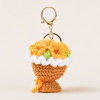 Porte-clés Bouquet de Roses au Crochet Fait Main, Pendentif Fleur en Fil Tricoté, Accessoire de Sac Adorable, Cadeau