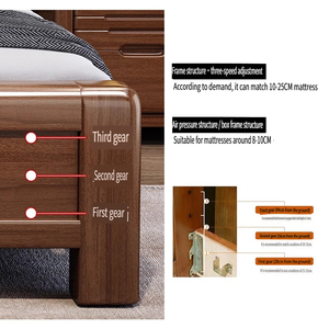 Fábrica de Muebles de China, Cama Moderna de Madera de Nogal, Camas Dobles de Madera, Cama King Size, Cama Doble para Dormitorio Q2 - Product Image 3