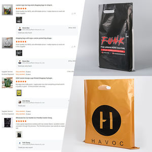 Sac à poignée découpée réutilisable avec logo personnalisé imprimé cadeaux de boutique de magasin Tailles de bas Sac à provisions pliable en plastique de transport - Product Image 6