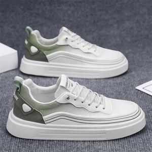 Chaussures Homme 2025 Nouvelle Collection Été Respirantes en Maille à Lacets Couleur Unie Sport Décontracté Semelle Épaisse Tendance Jeunesse Polyvalentes - Product Image 3