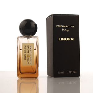 Chai thủy tinh Nước hoa sang trọng 30ml, 50ml, 100ml có thể tái chế, màu hổ phách Gradient, chai nước hoa hình chữ nhật có hộp - Product Image 1