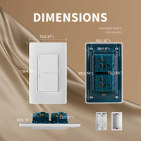 Panel Ignífugo para PC, Interruptor de Pared de Doble Polo y 2 Vías, Estándar Sudamericano, Seguro y Duradero para el Hogar, 115-250V 10A