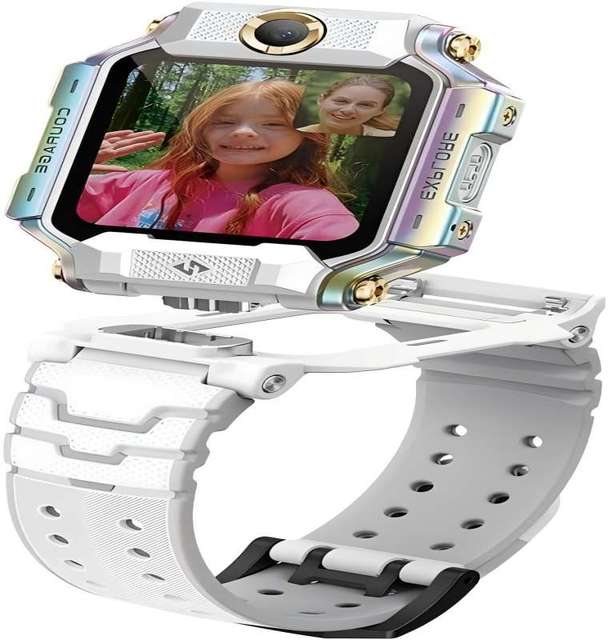 4G Kids Smart Watch with GPS Tracker,Dual Cameras,Waterproof,Video Call,SOS,School Mode,Mood Monitor -Silver