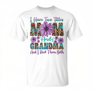 Camiseta con dos títulos: mamá y abuela, manga corta, cuello redondo, impresión digital, para adultos, unisex, para reuniones familiares, ropa de fiesta - Product Image 2