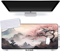 Tapis de souris de jeu professionnel grand format, motif paysage anime fleurs de pêcher, en caoutchouc, imperméable, anti-rayures, bords cousus, en stock