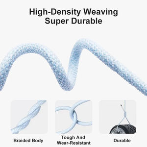 Cable trenzado USB C a USB C <span class=keywords><strong>de</strong></span> 60W, cable <span class=keywords><strong>de</strong></span> alimentación tejido <span class=keywords><strong>de</strong></span> cargador rápido tipo C <span class=keywords><strong>de</strong></span> 3 pies para <span class=keywords><strong>iPhone</strong></span> 16/15 Pro Max Plus - Product Image 5