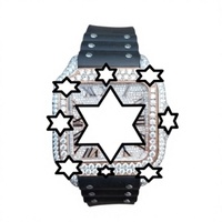 Montre de luxe pour homme en acier inoxydable, carrée, sertie de diamants, bracelet en caoutchouc, verre saphir, analogique