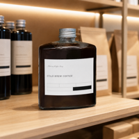 Bouteille en verre vide avec bouchon à vis argenté, forme de flacon, pour café froid, jus, boisson, bouteille transparente pour boisson