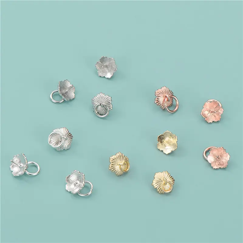 Pendentif de boucle d'oreilles en argent Sterling 925, 1 pièce, fleur Fine, perle, support vide, accessoires de pierre précieuse, 7.5mm, Base