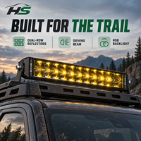 Barre lumineuse LED HSSH RGB à double rangée, 10 pouces, 100W, faisceau indirect, barre lumineuse tout-terrain pour camion, SUV, VTT, 4x4