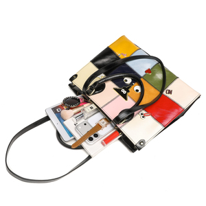 Borsa Tote in Stile Retrò, Trendy con Blocchi di Colore, Indossabile <span class=keywords><strong>a</strong></span> <span class=keywords><strong>Mano</strong></span> o <span class=keywords><strong>a</strong></span> Tracolla, Spaziosa Borsa per lo Shopping 2946 - Product Image 4