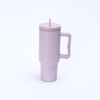 Gobelet isotherme personnalisé avec logo, 40 oz, en acier inoxydable 304, avec poignée et paille, double paroi sous vide, anti-fuite, maintien thermique 6-12 heures
