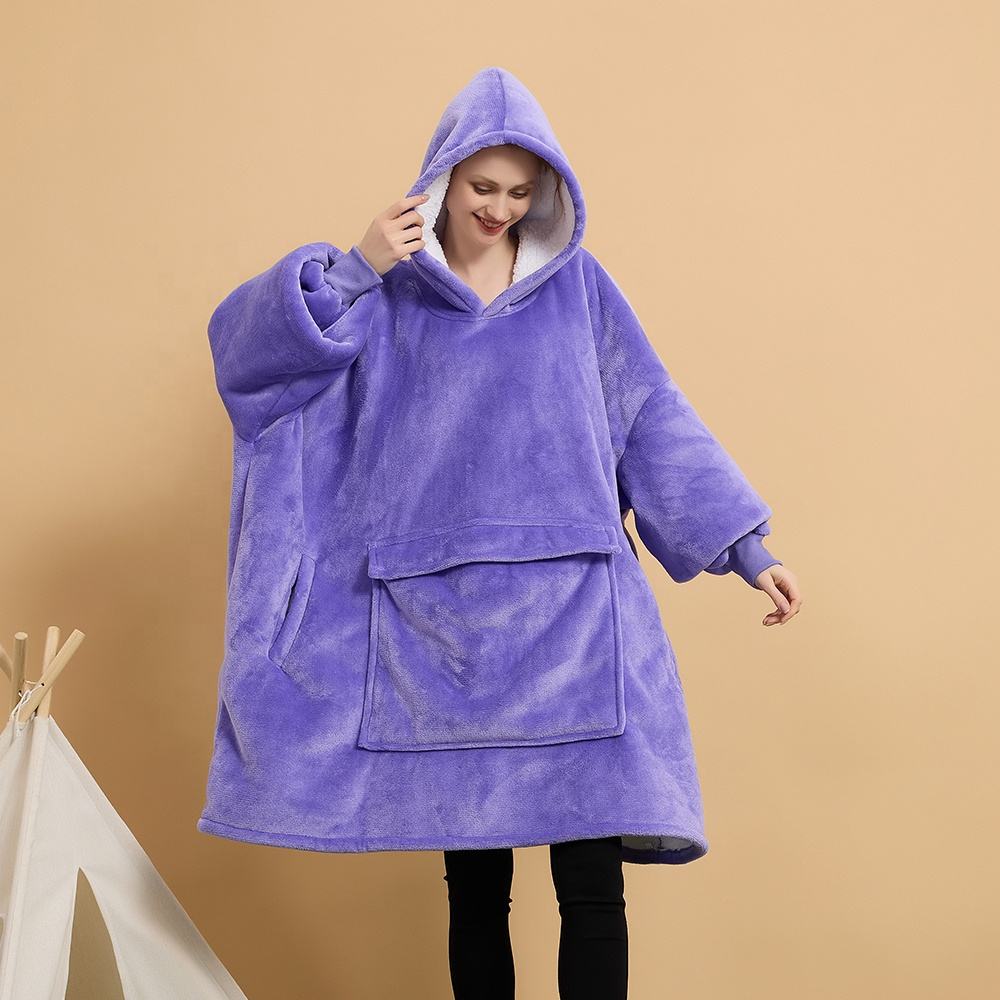 New Sherpa Wearable Custom Blanket Hoodie, Oversized Hooded Sweatshirt  Super Cozy Ultra Plush Blanket