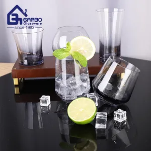 Handmade Fancy Grey Colored Stemless Glass Cup for Wine Juice Water Drinking High-end Elegant Decorative Glassware Glass Cup